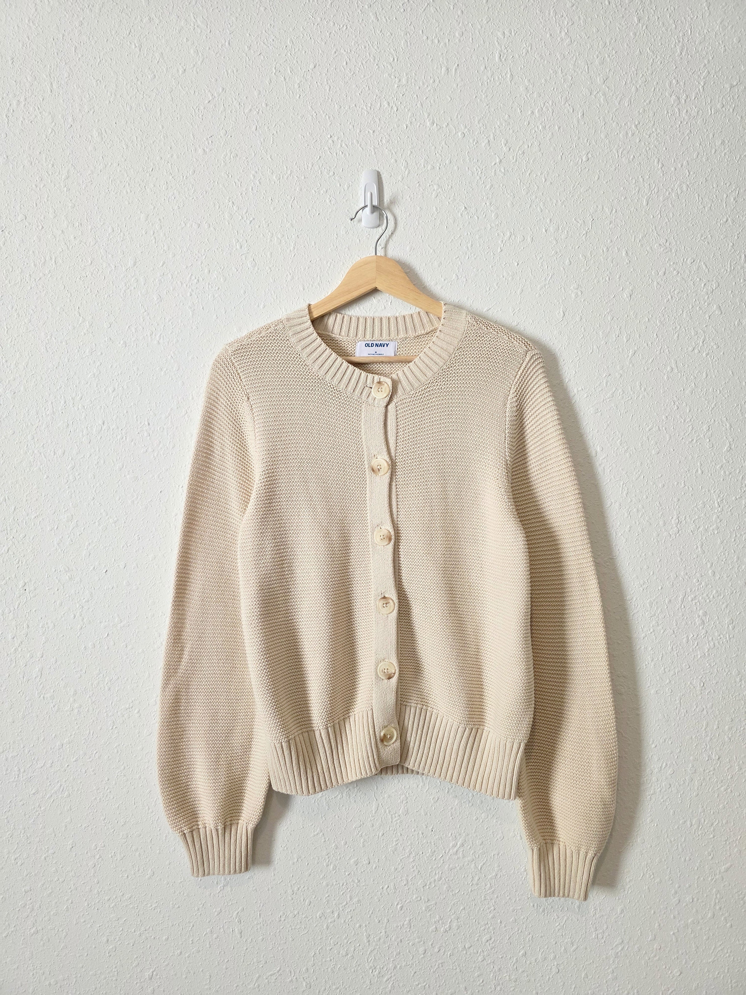 NEW Cream Ribbed Cotton Cardigan (M)
