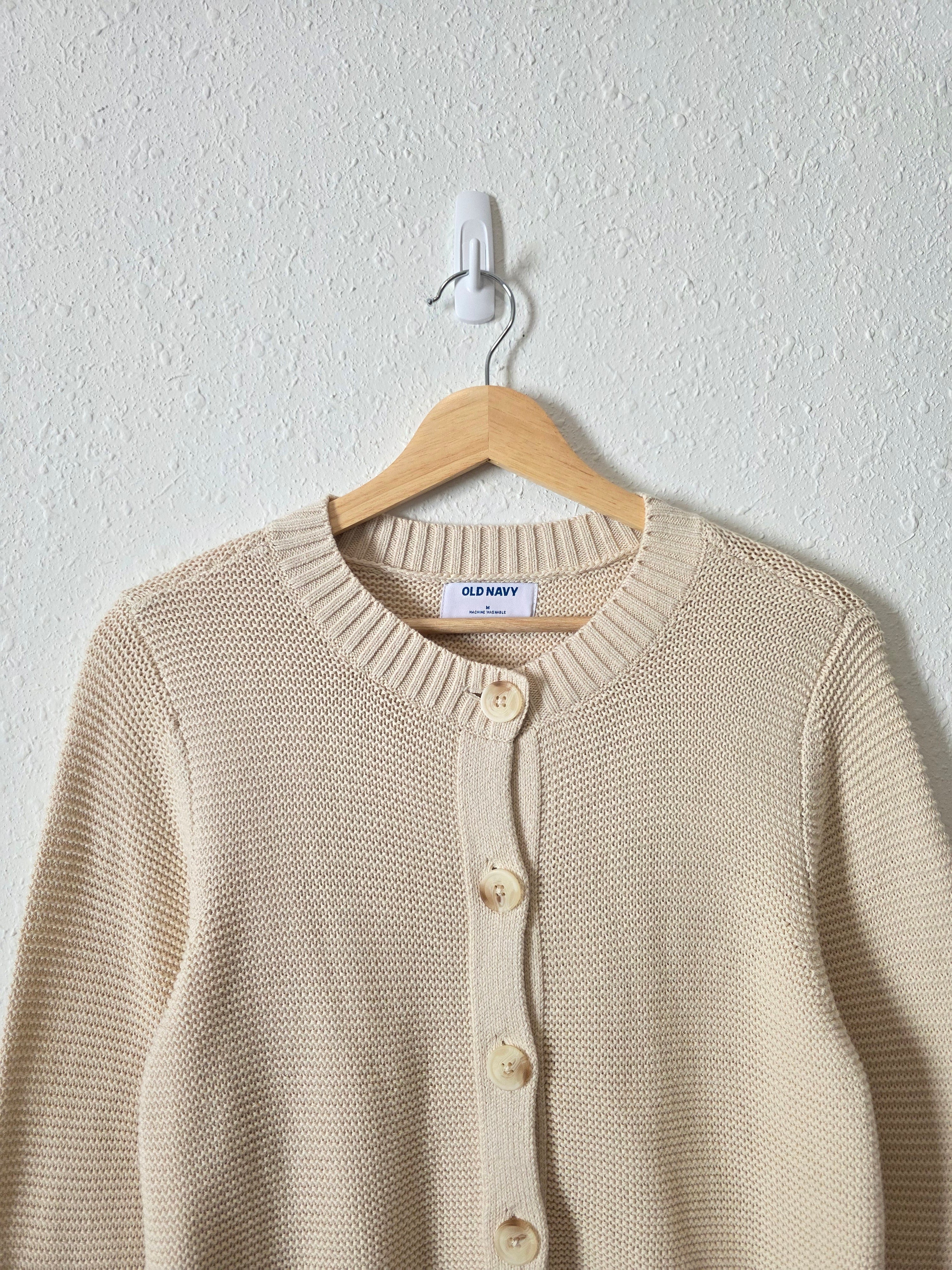 NEW Cream Ribbed Cotton Cardigan (M)