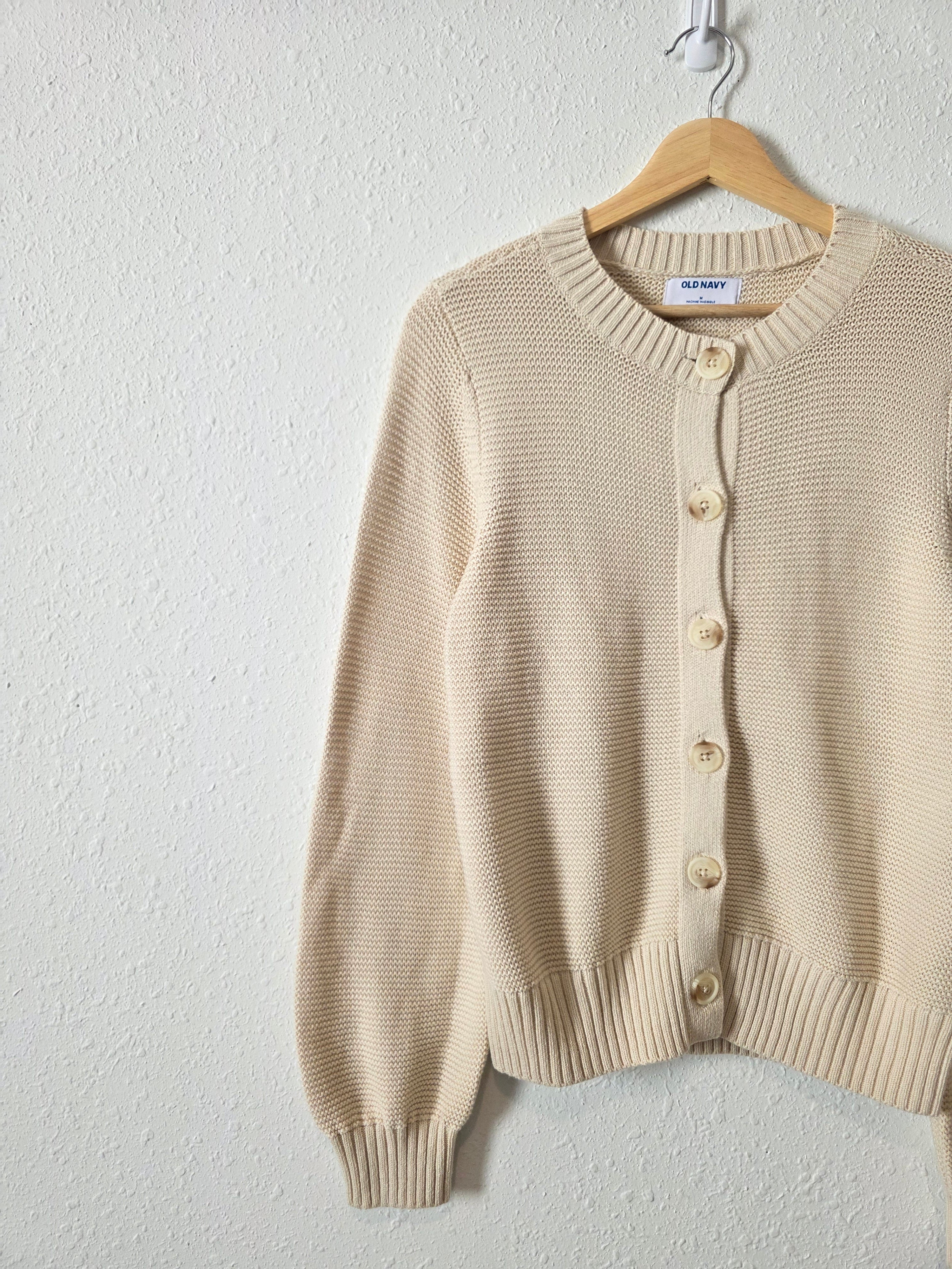 NEW Cream Ribbed Cotton Cardigan (M)