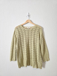 Vintage Green Crochet Sweater (S)