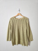 Vintage Green Crochet Sweater (S)