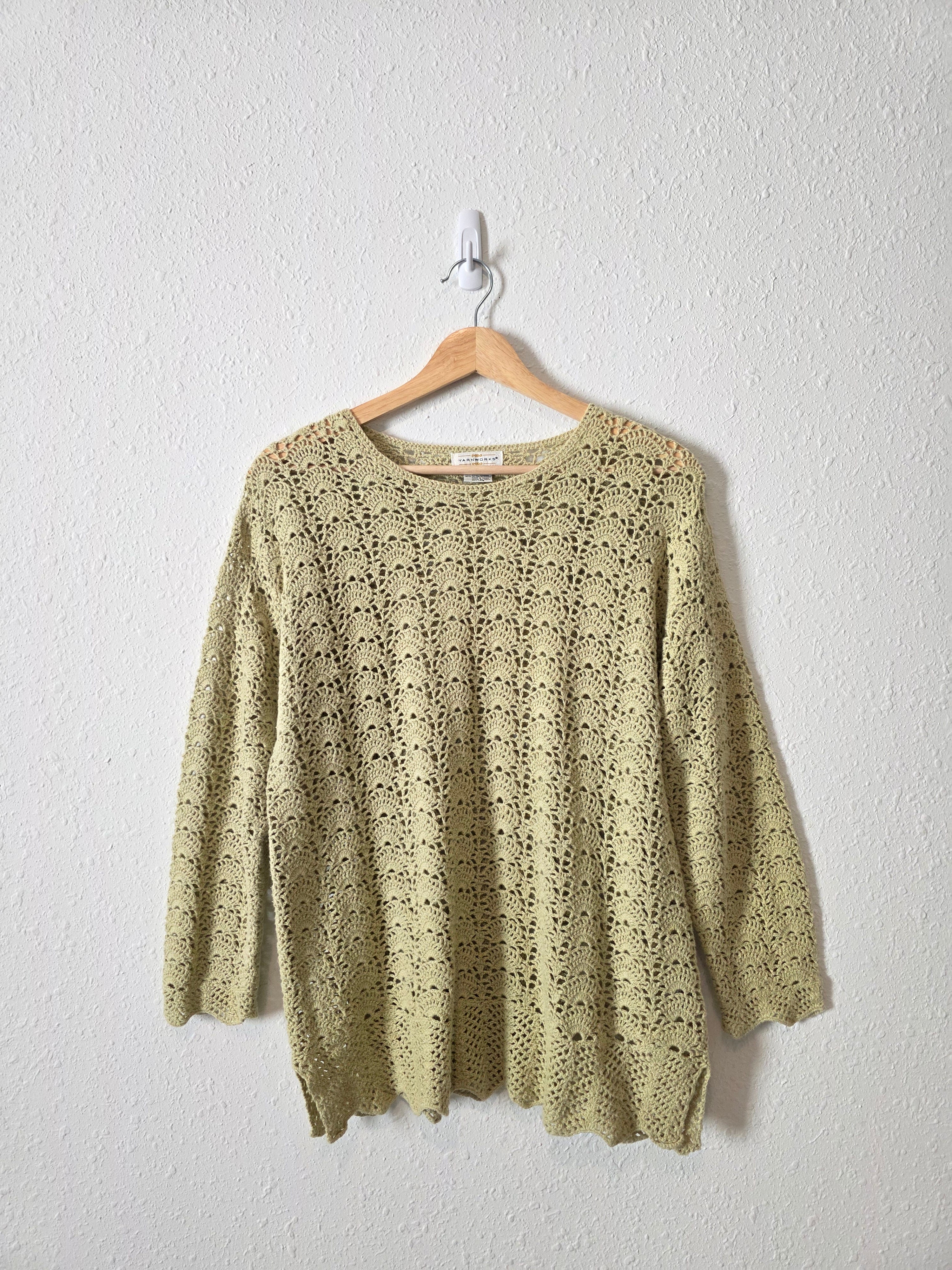 Vintage Green Crochet Sweater (S)