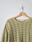 Vintage Green Crochet Sweater (S)