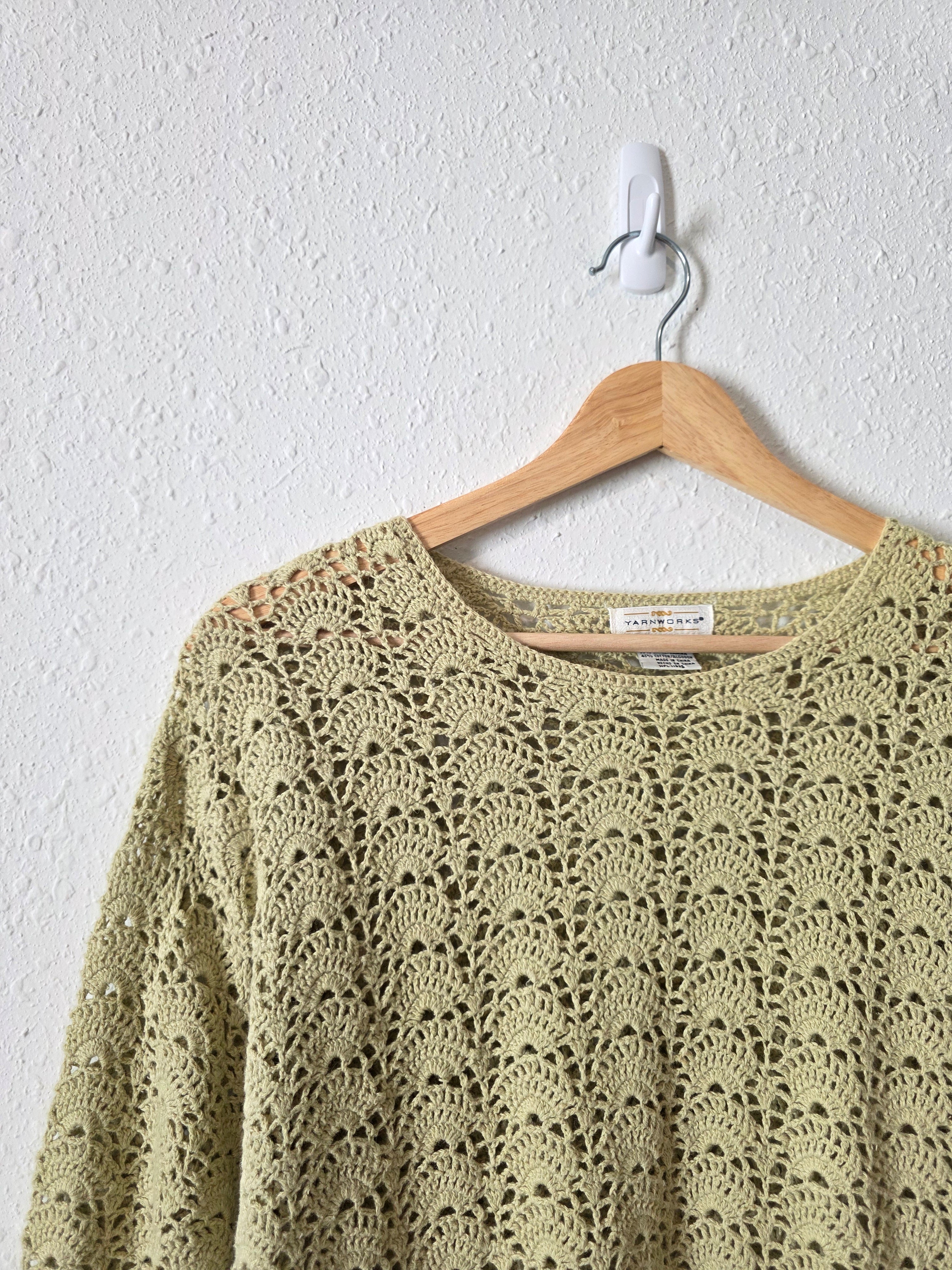 Vintage Green Crochet Sweater (S)