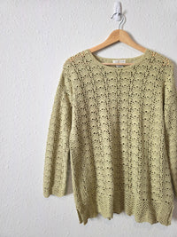 Vintage Green Crochet Sweater (S)