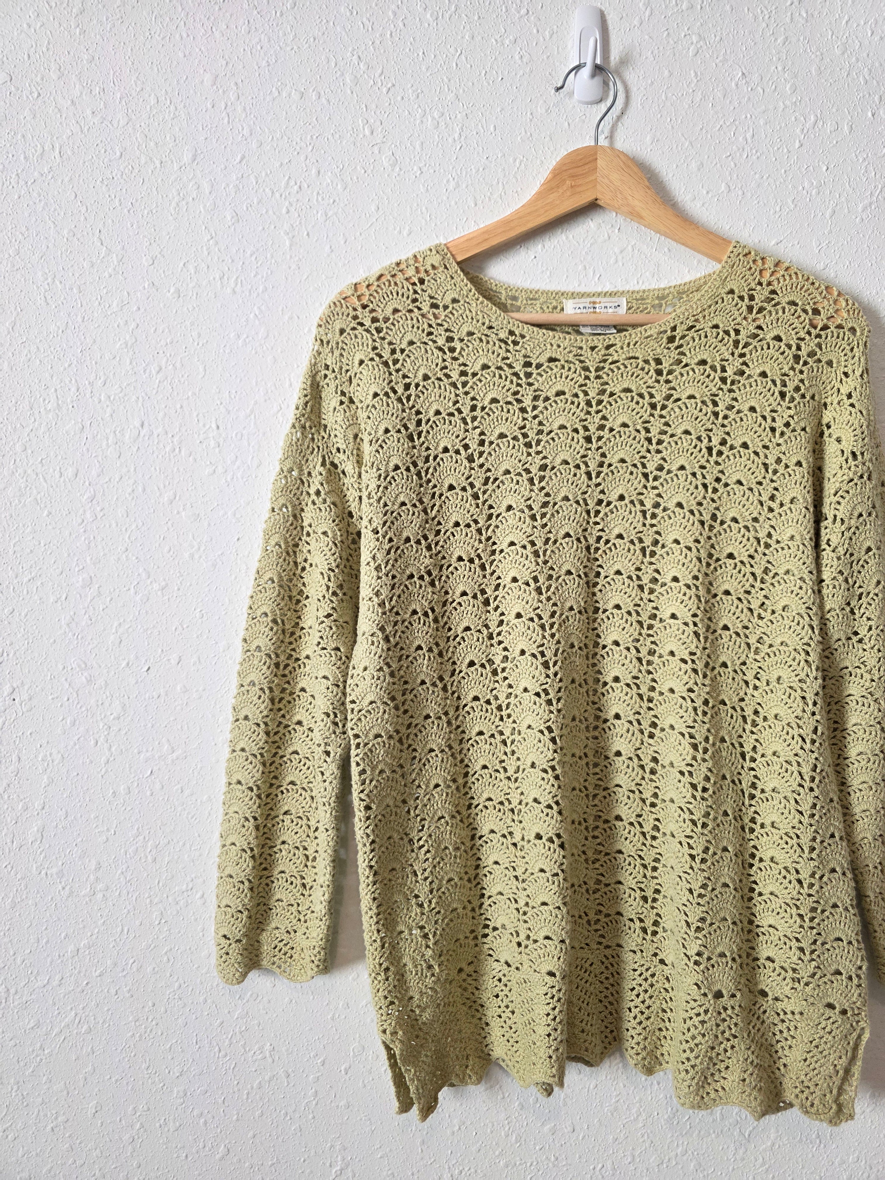Vintage Green Crochet Sweater (S)