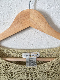 Vintage Green Crochet Sweater (S)