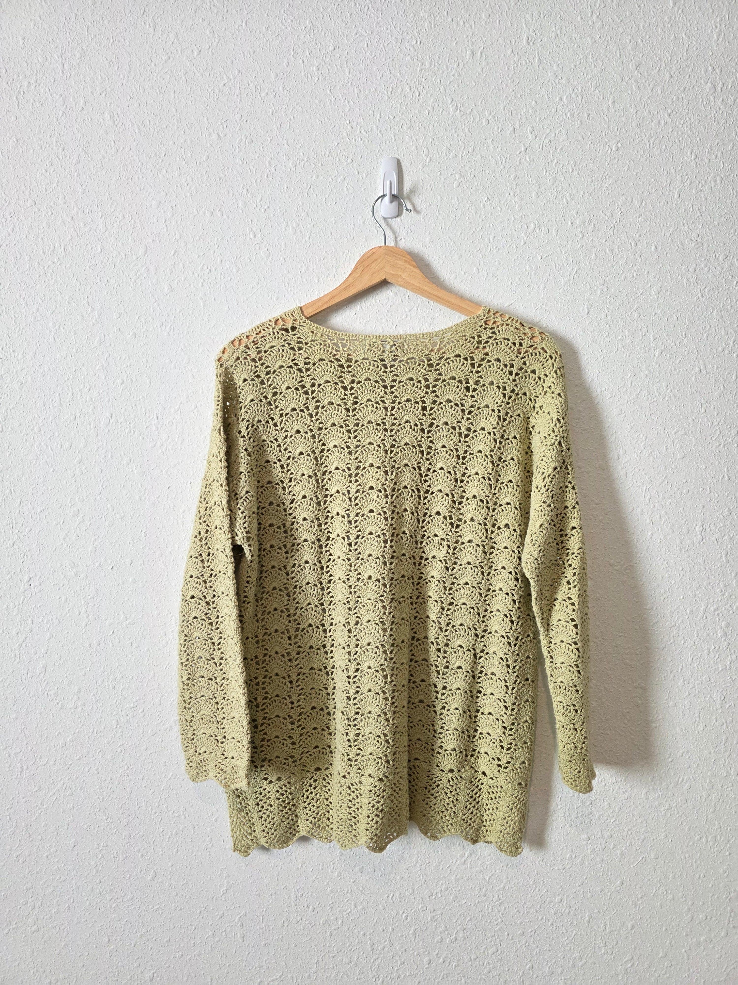 Vintage Green Crochet Sweater (S)