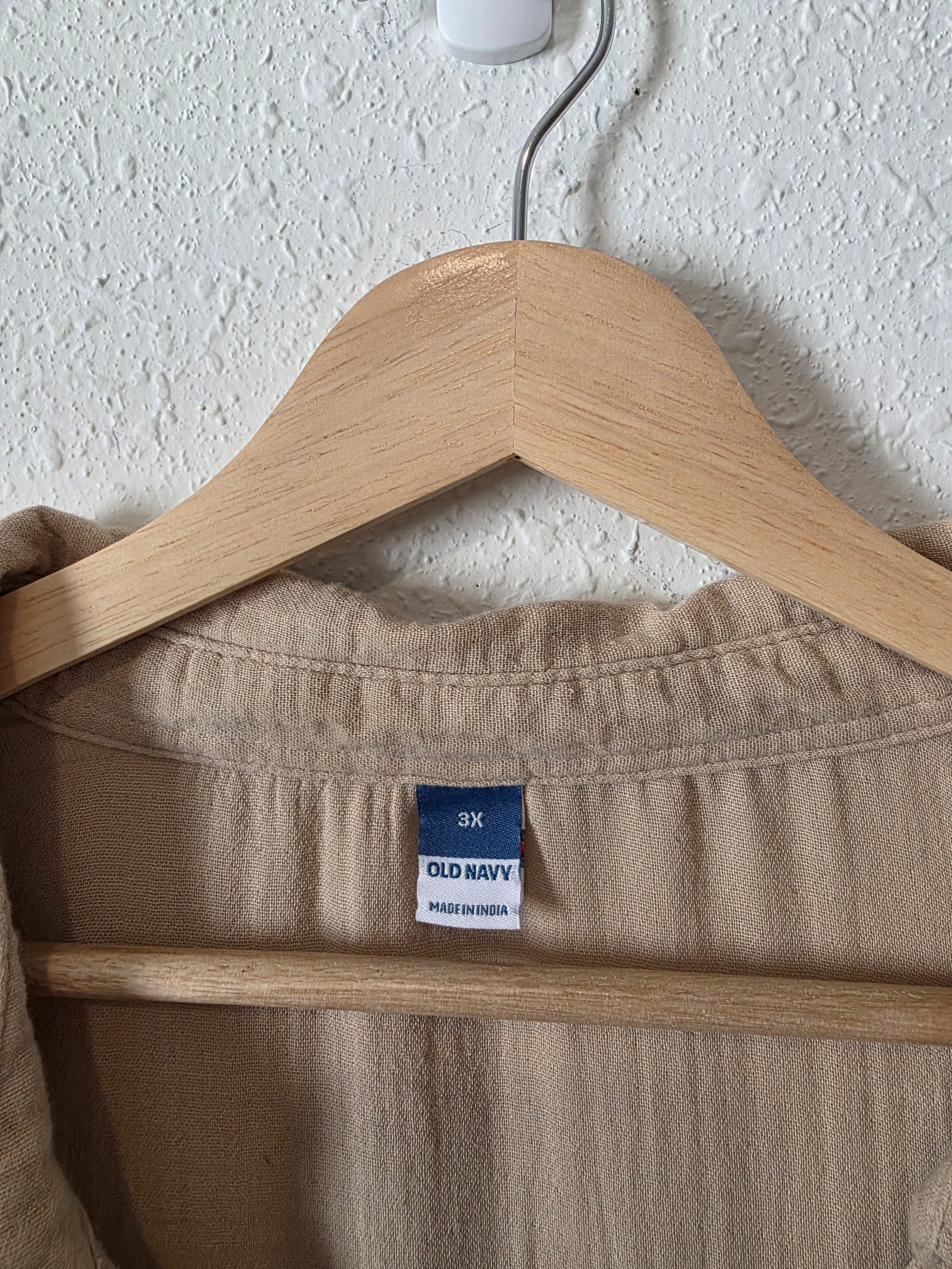Cotton Gauze Button Up Shirt (3X)