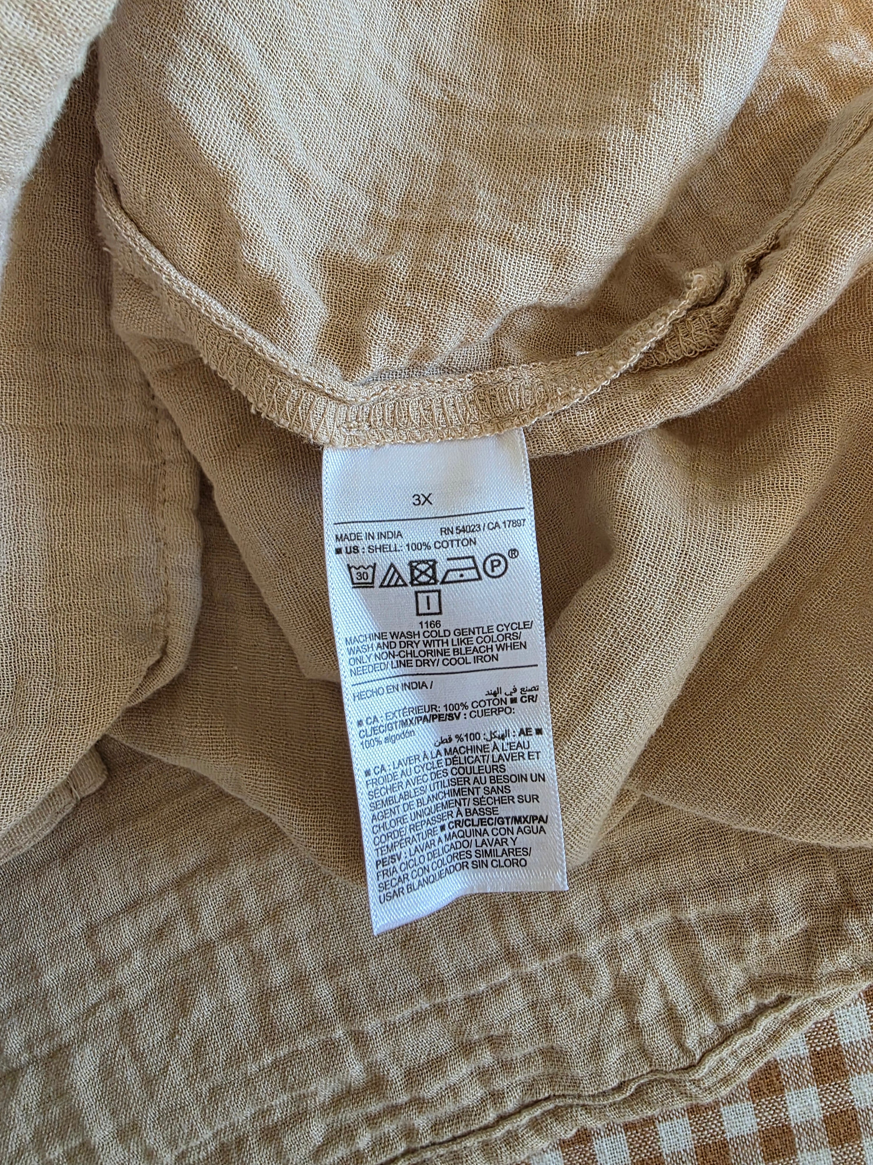 Cotton Gauze Button Up Shirt (3X)