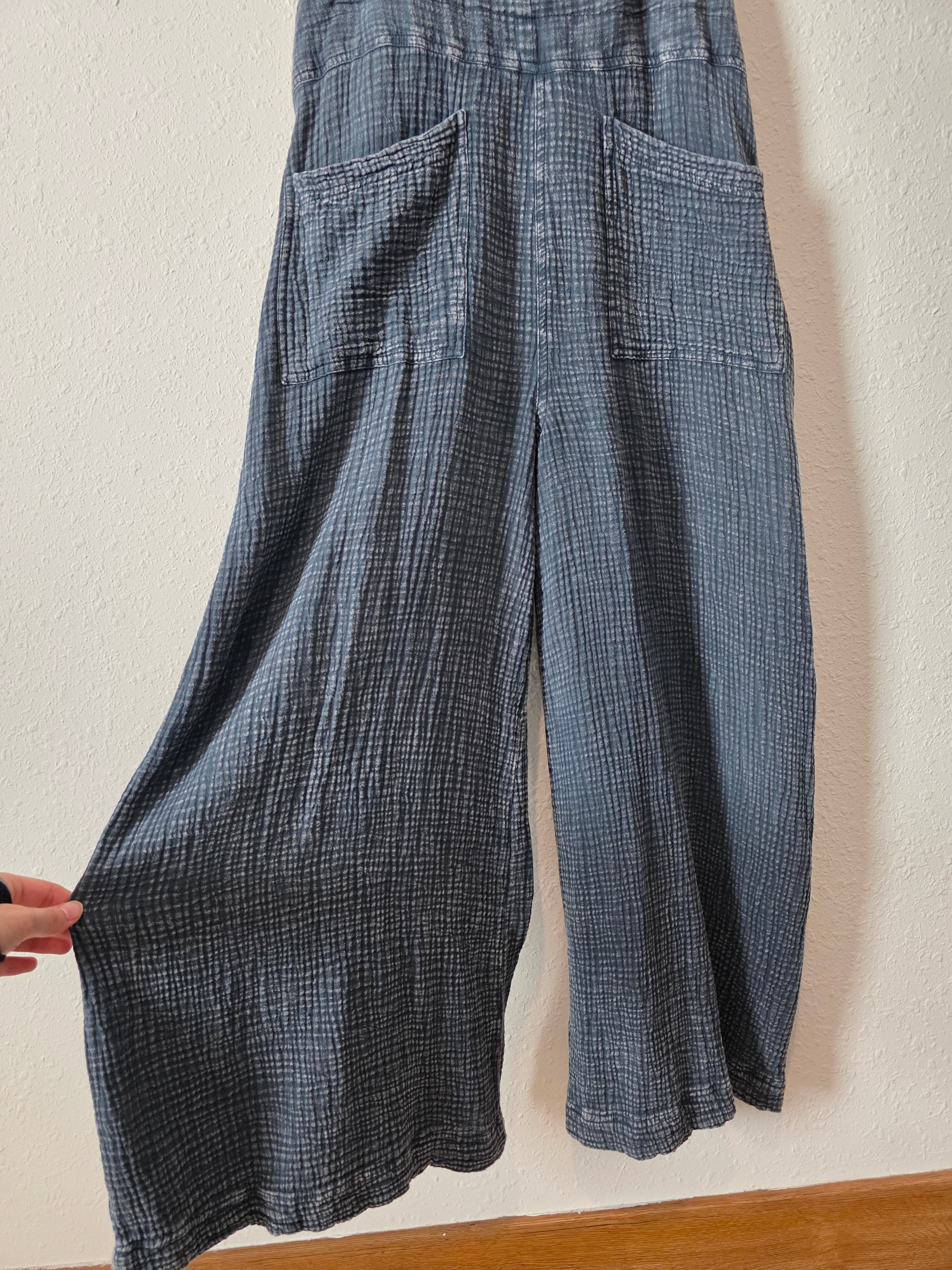 Easel Wide Leg Gauze Overalls (M)