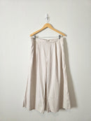 Linen Cotton Blend Wide Leg Pants (L)