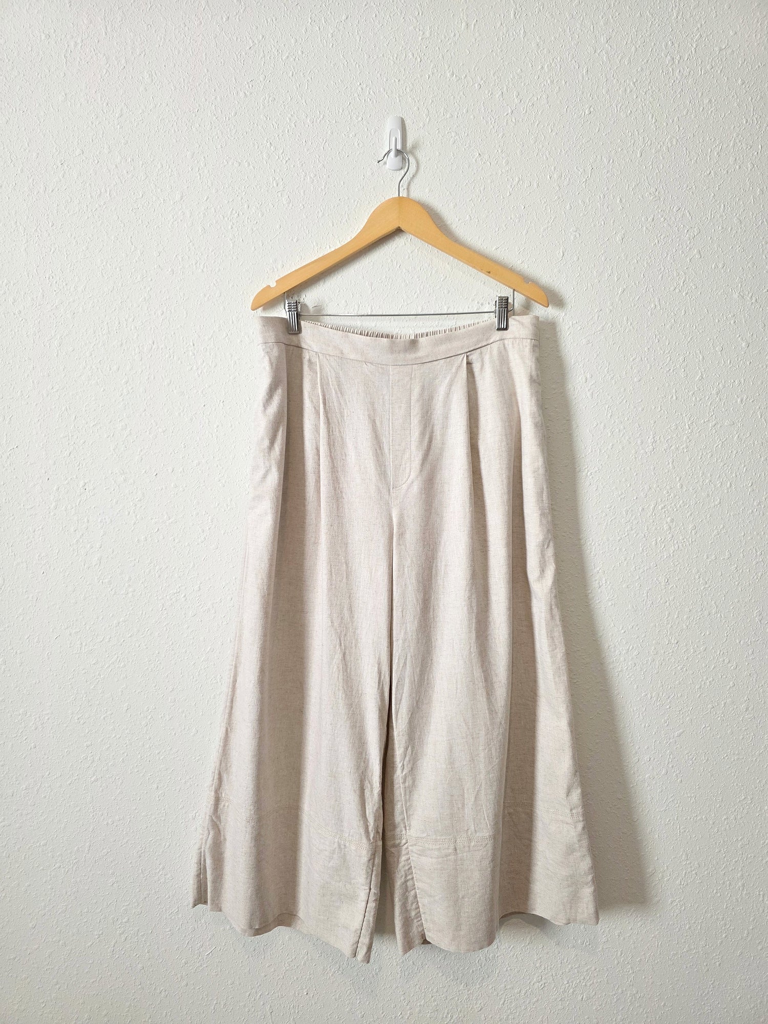 Linen Cotton Blend Wide Leg Pants (L)