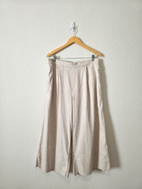 Linen Cotton Blend Wide Leg Pants (L)