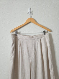 Linen Cotton Blend Wide Leg Pants (L)