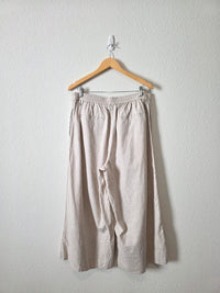 Linen Cotton Blend Wide Leg Pants (L)