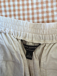 Linen Cotton Blend Wide Leg Pants (L)