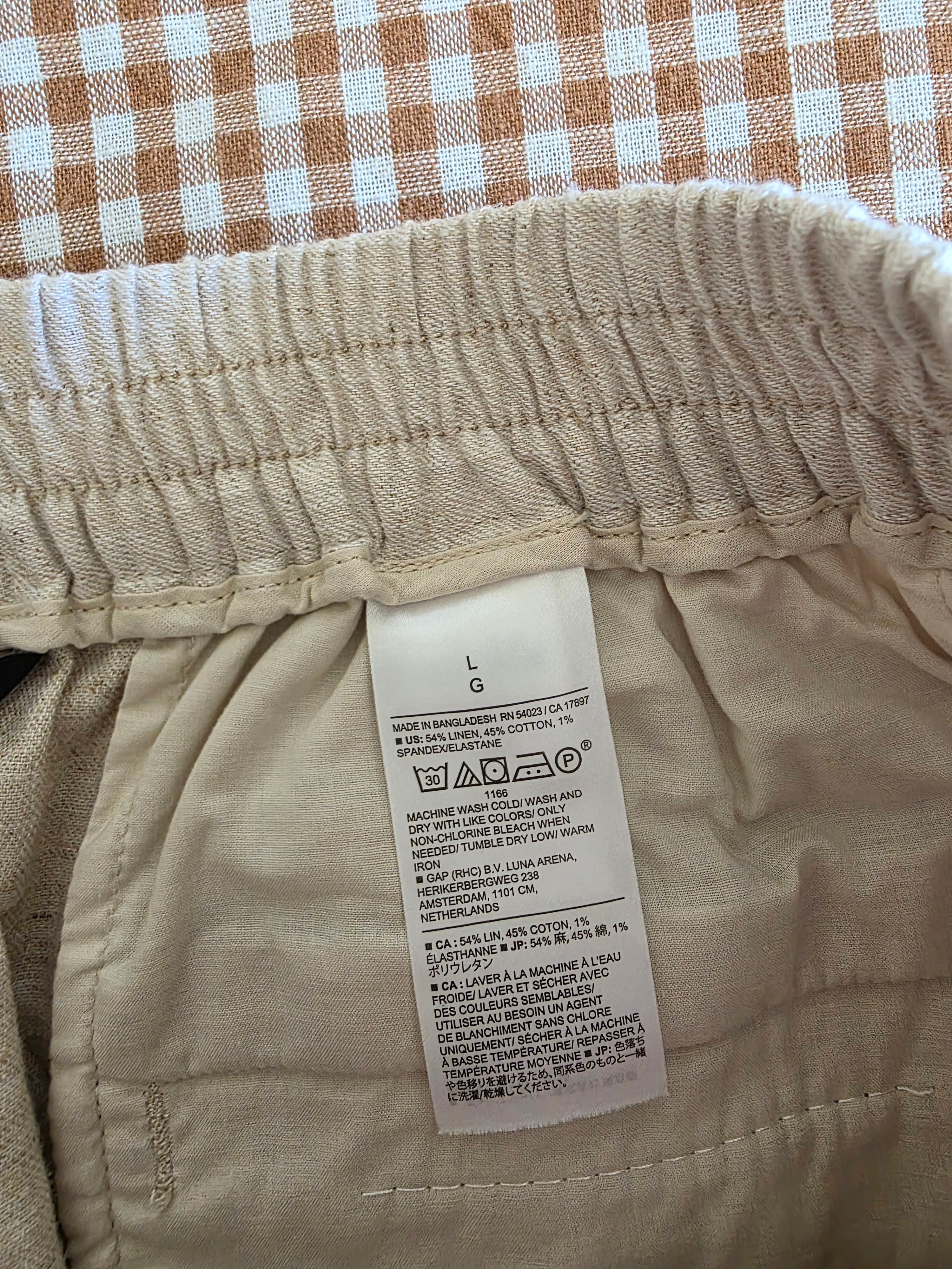 Linen Cotton Blend Wide Leg Pants (L)