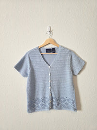 Vintage Crochet Knit Button Up Top (L)