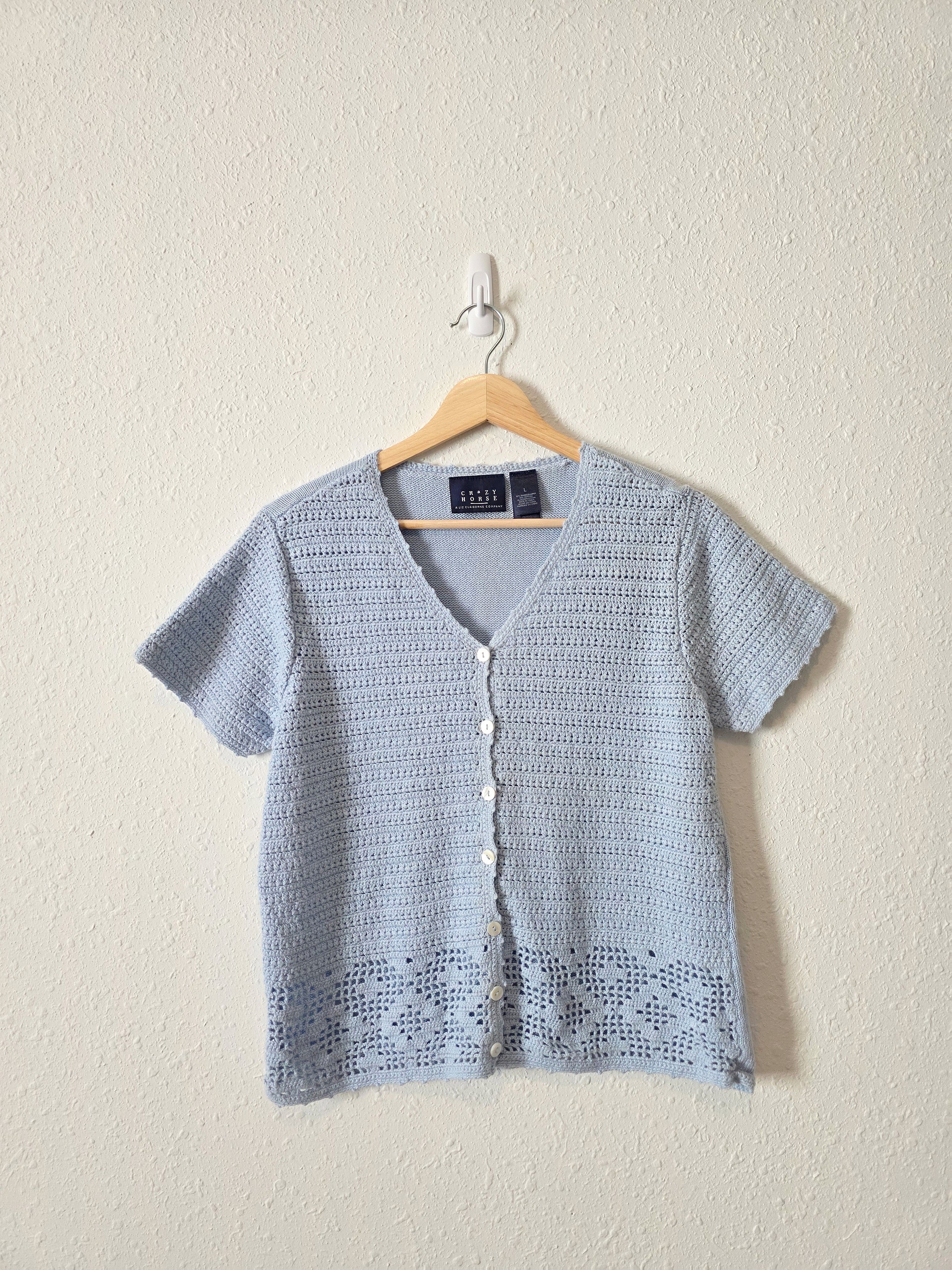 Vintage Crochet Knit Button Up Top (L)