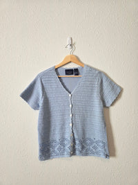Vintage Crochet Knit Button Up Top (L)