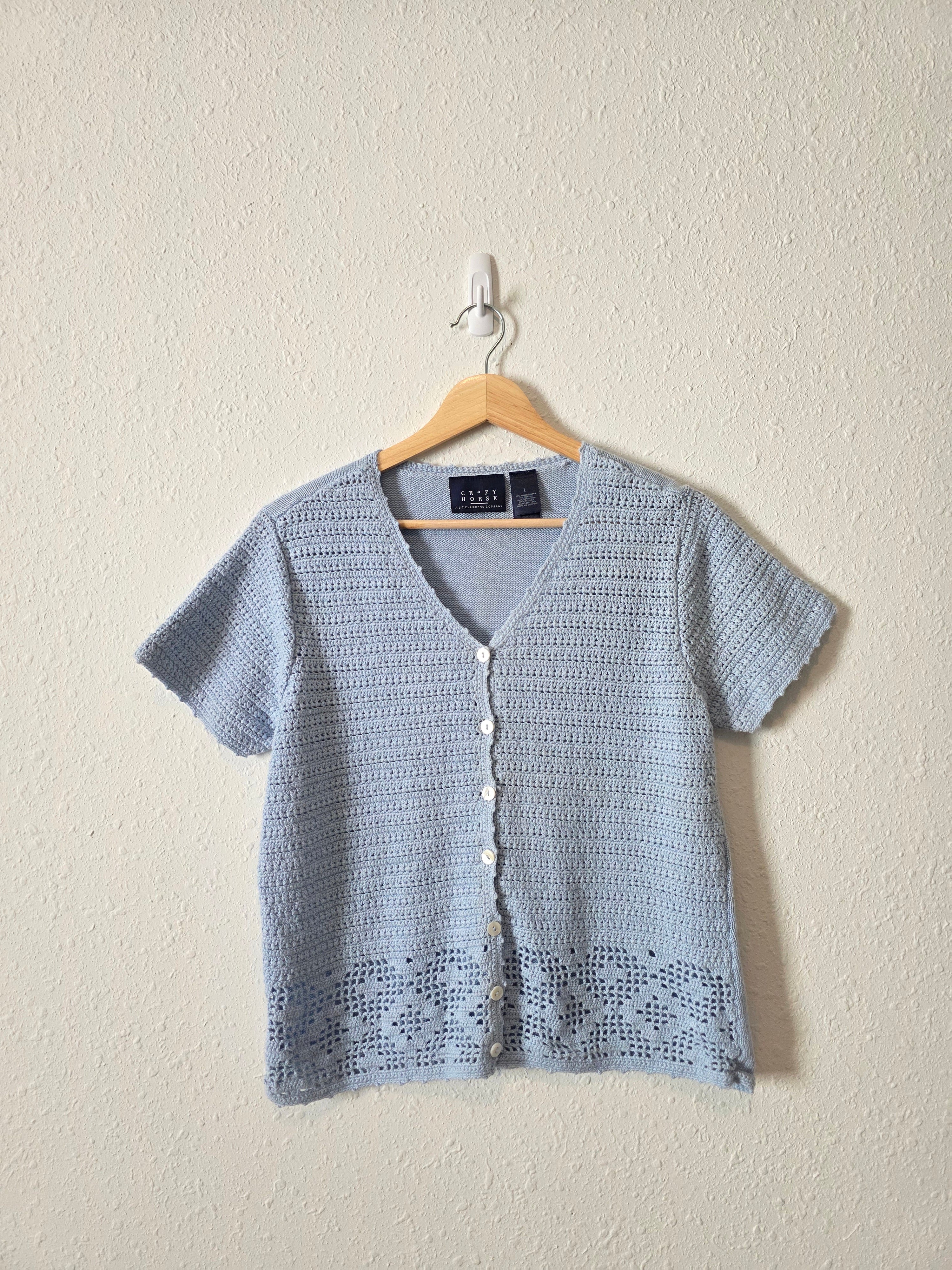 Vintage Crochet Knit Button Up Top (L)