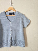 Vintage Crochet Knit Button Up Top (L)