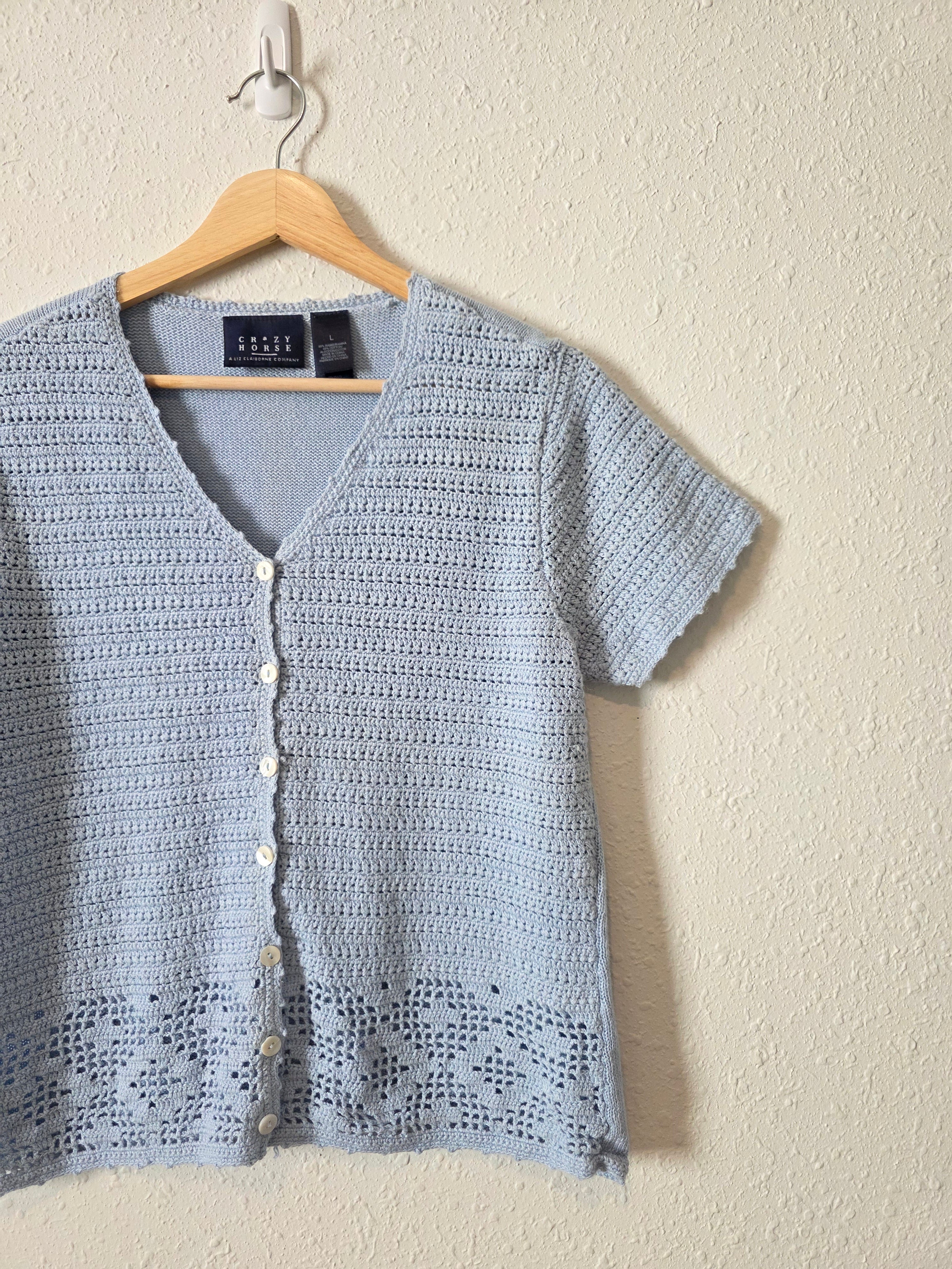Vintage Crochet Knit Button Up Top (L)
