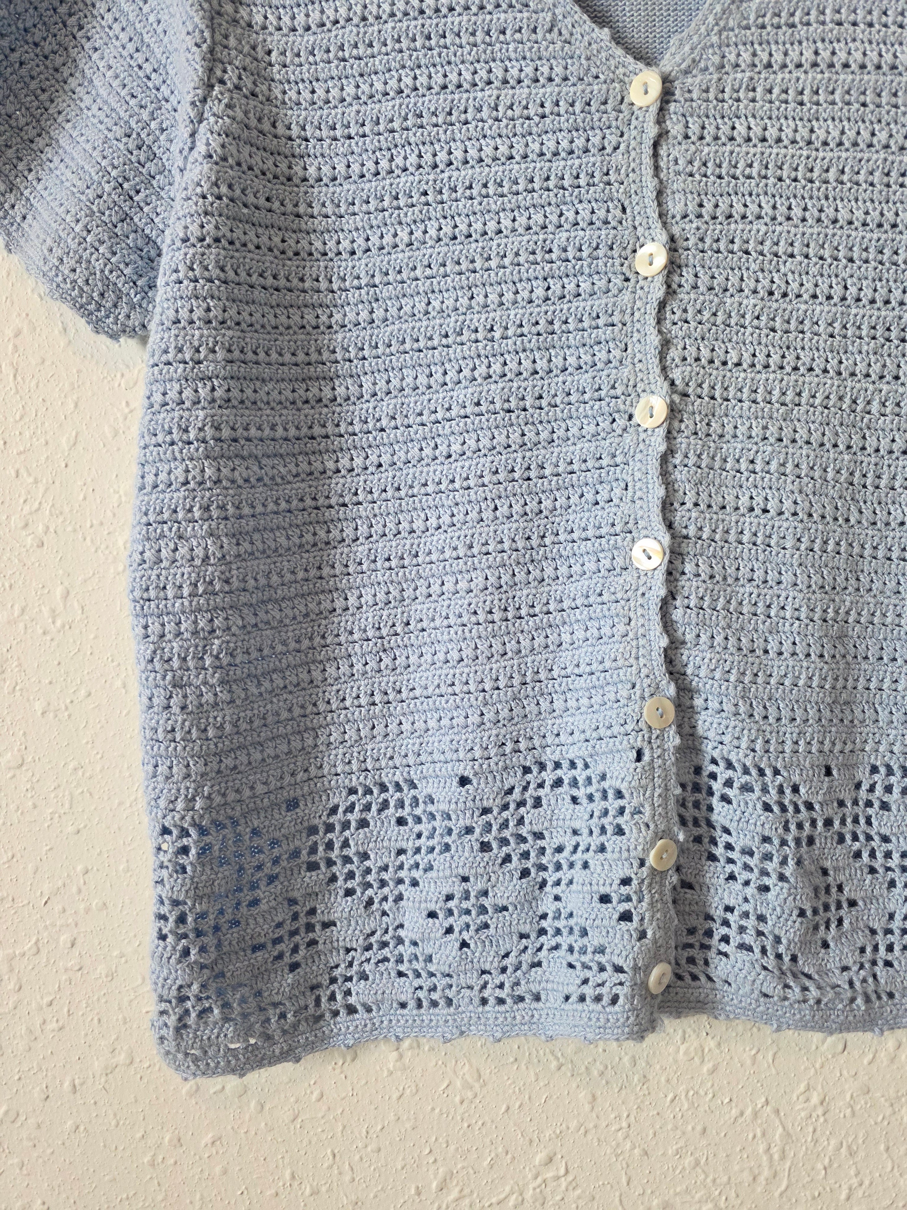 Vintage Crochet Knit Button Up Top (L)