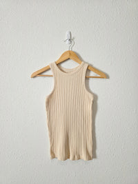 Faherty Cream Ribbed Tank (XS)