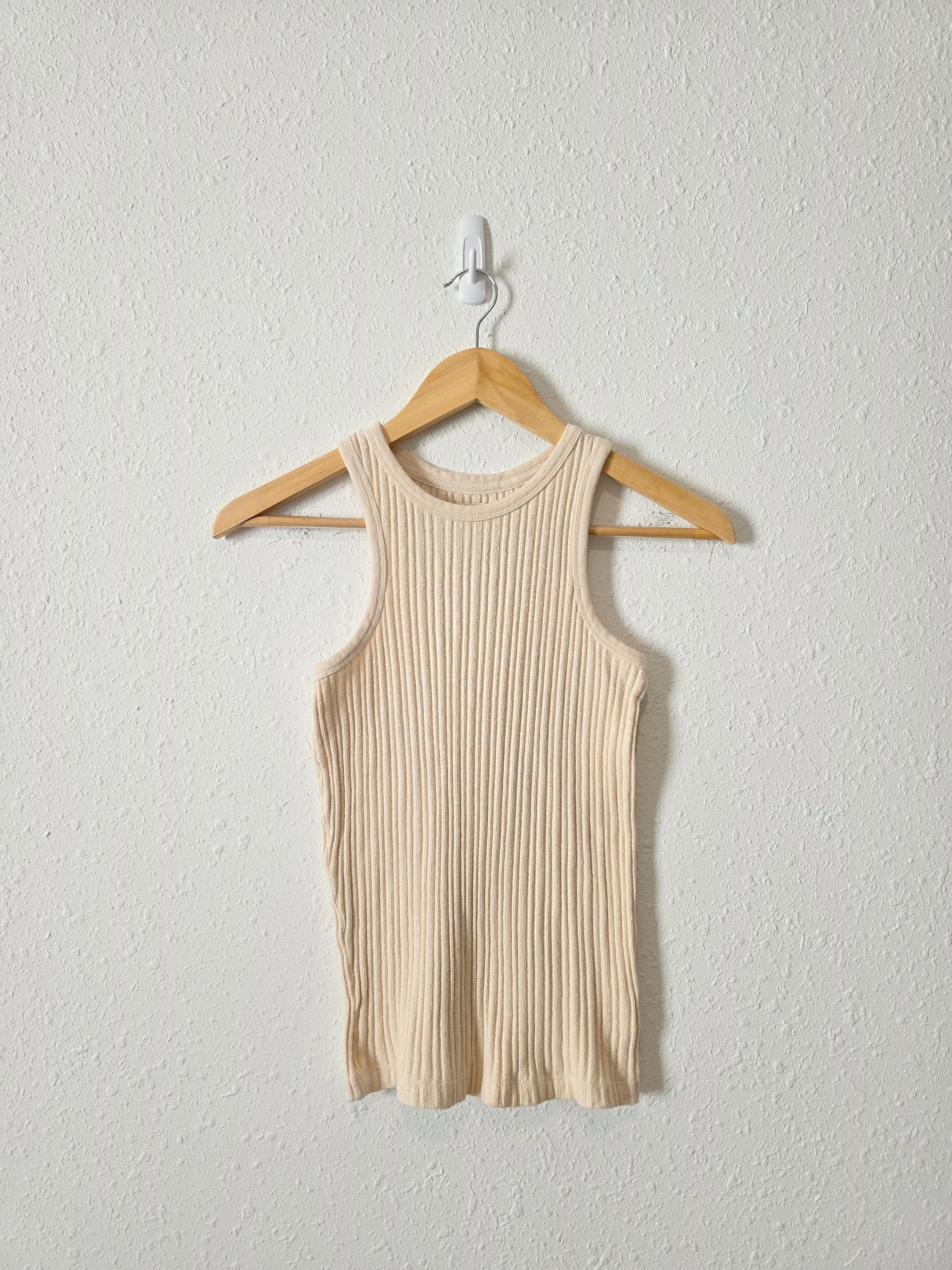 Faherty Cream Ribbed Tank (XS)