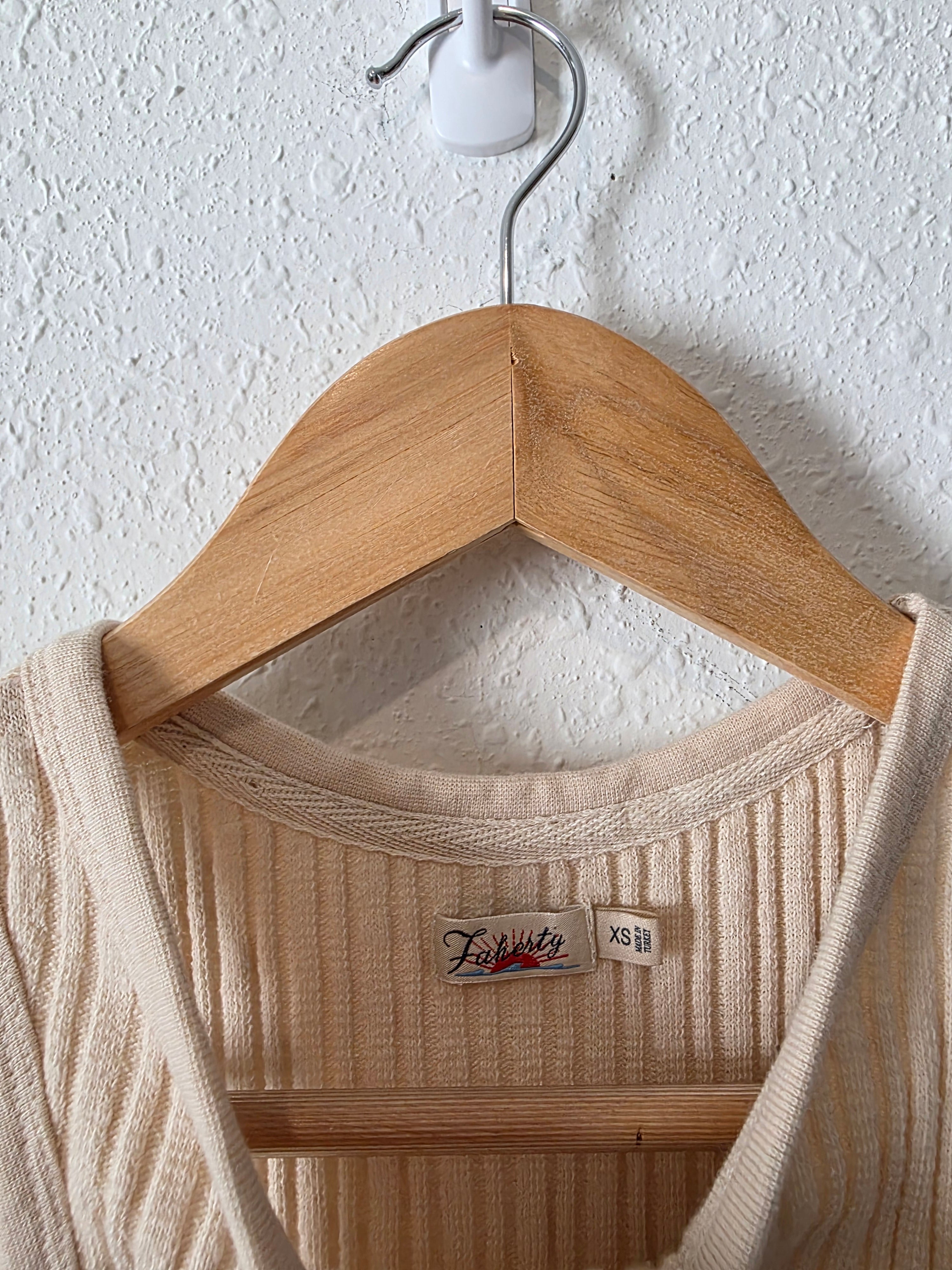 Faherty Cream Ribbed Tank (XS)