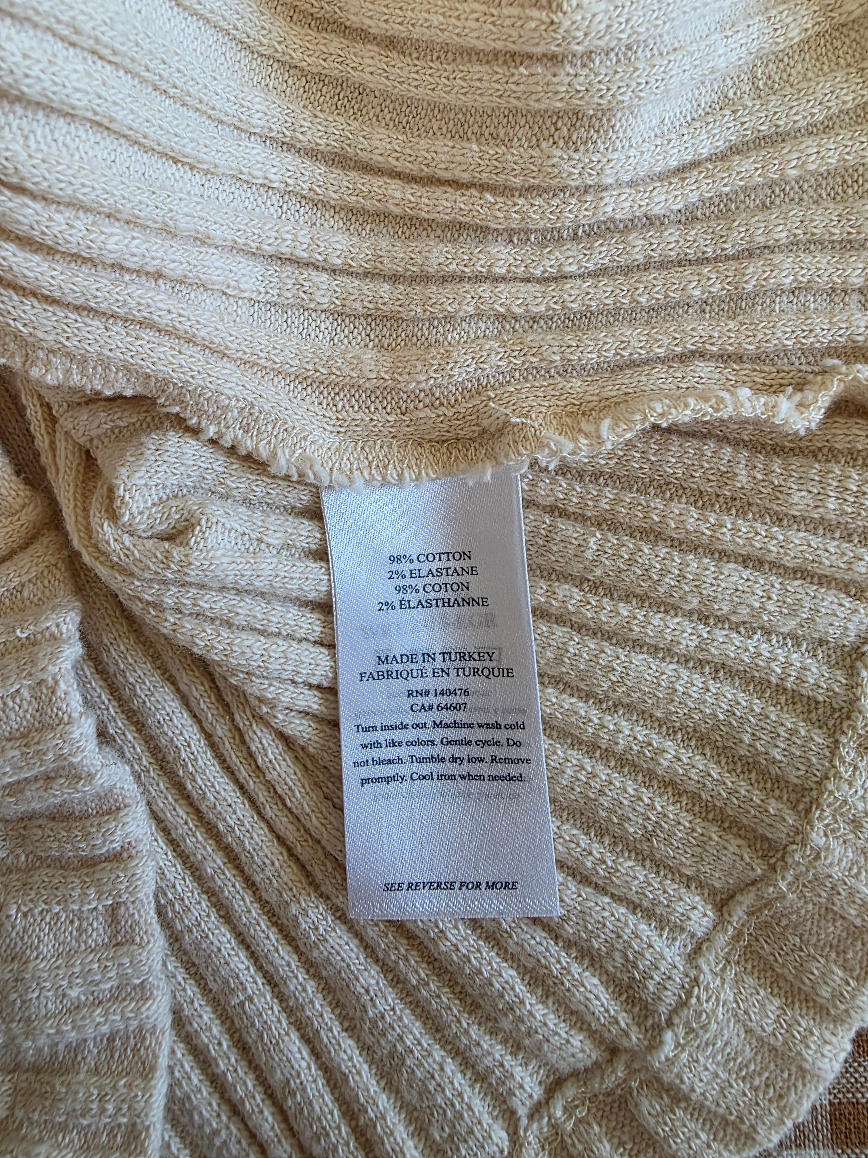 Faherty Cream Ribbed Tank (XS)