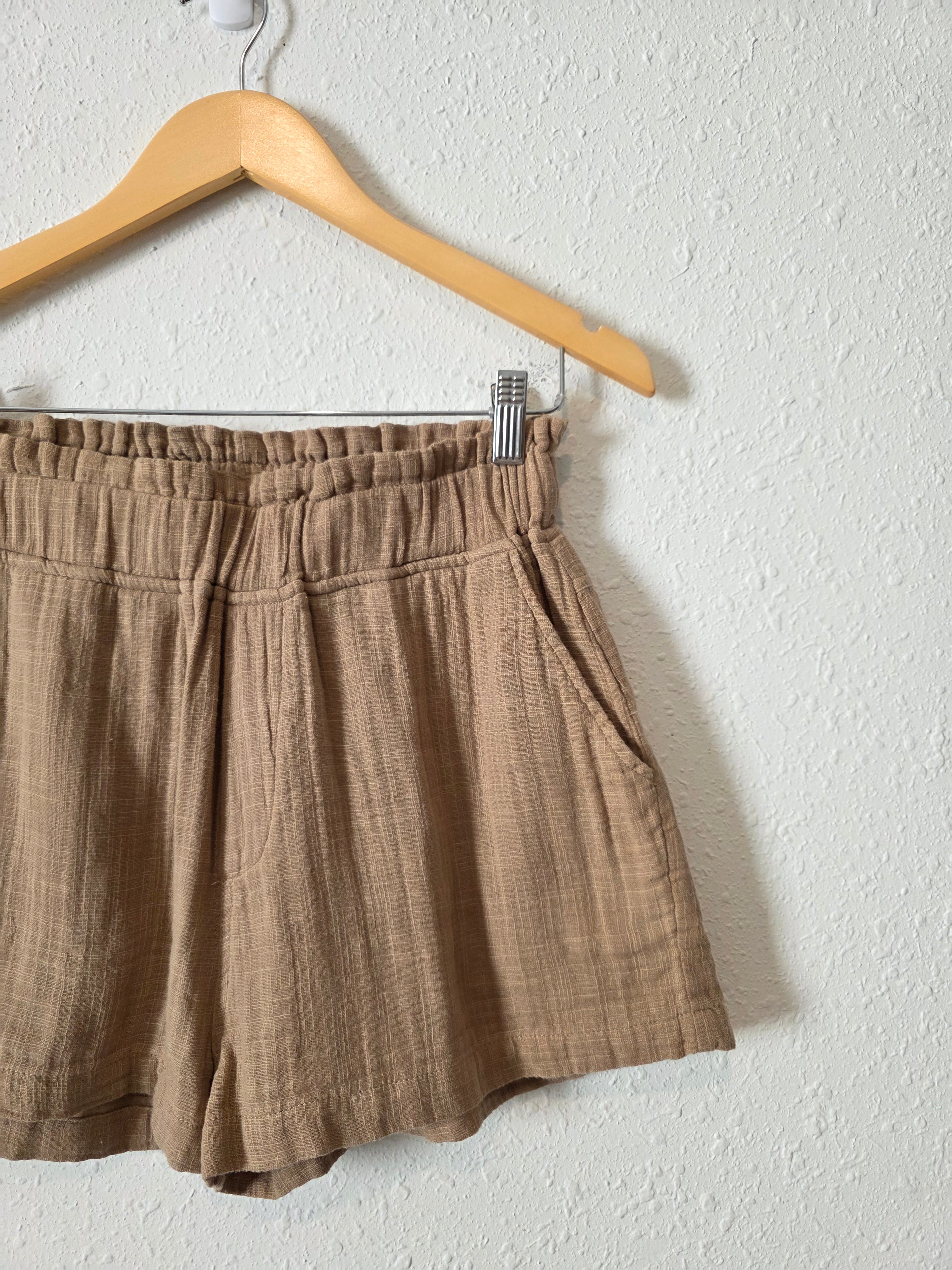 Brown Cotton Gauze Shorts (S)