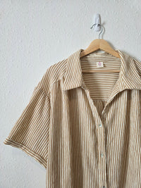 Neutral Striped Button Up Shirt (2X)