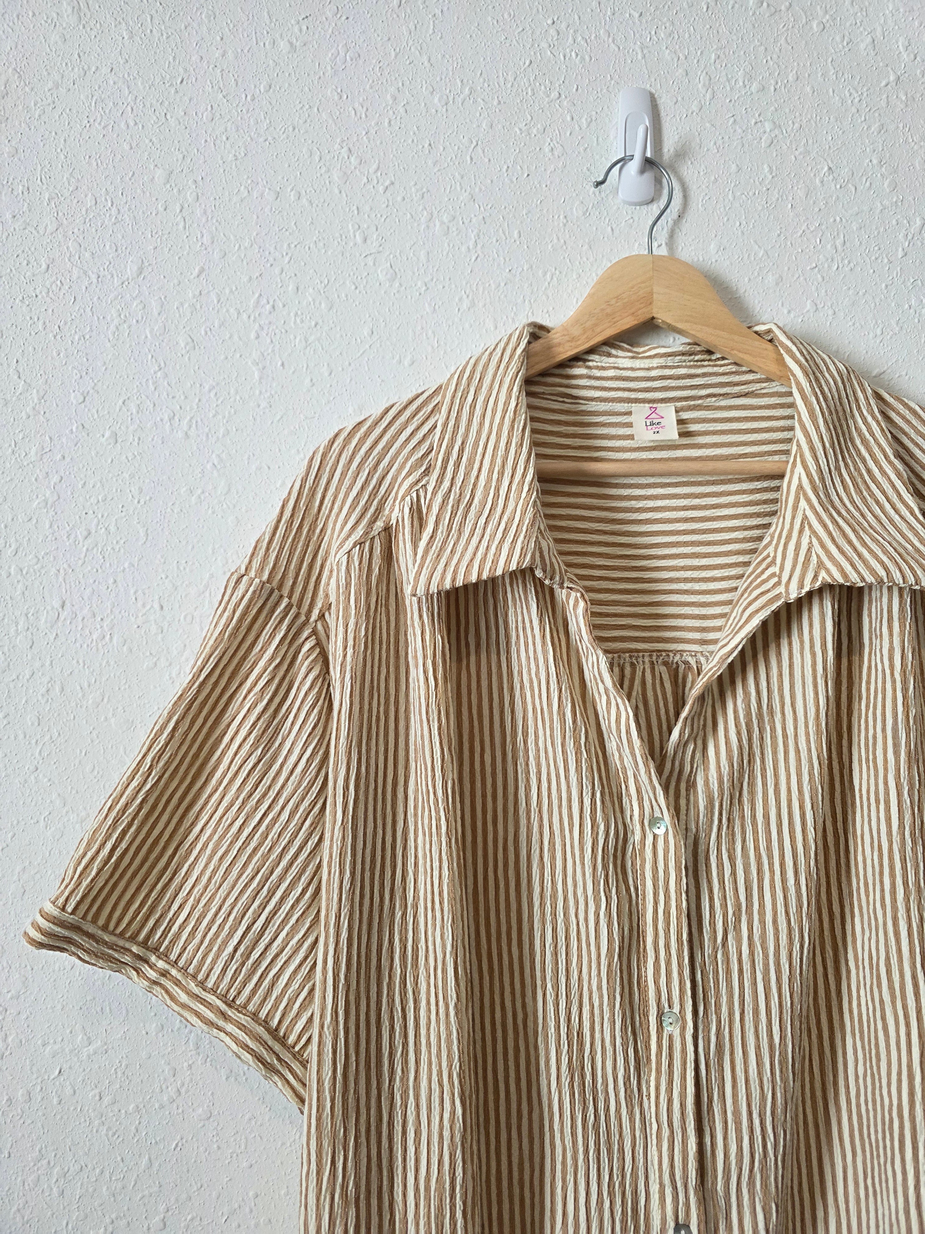 Neutral Striped Button Up Shirt (2X)