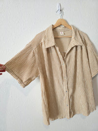 Neutral Striped Button Up Shirt (2X)