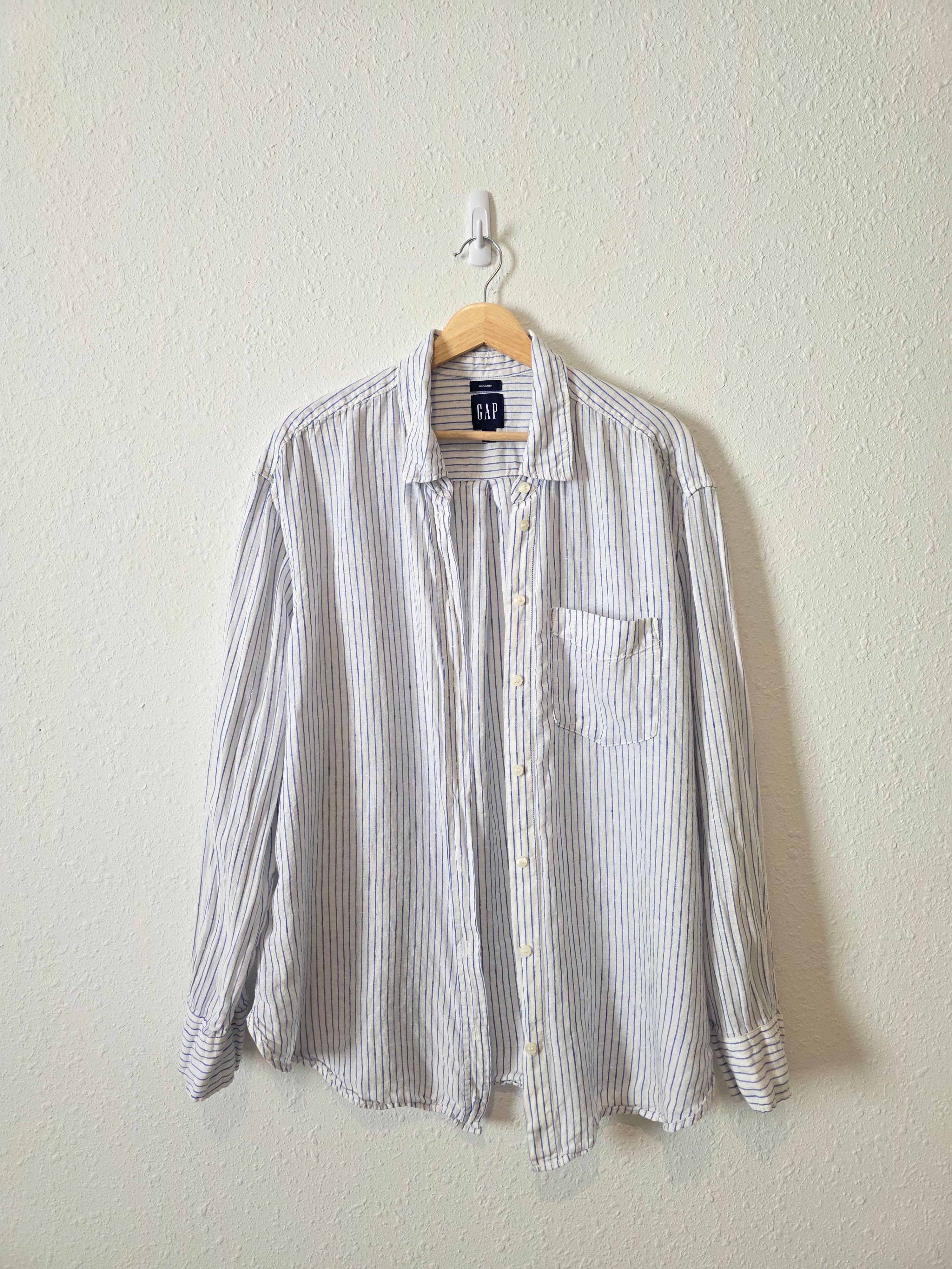 Gap Striped Linen Button Up (L tall)