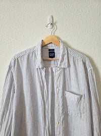 Gap Striped Linen Button Up (L tall)