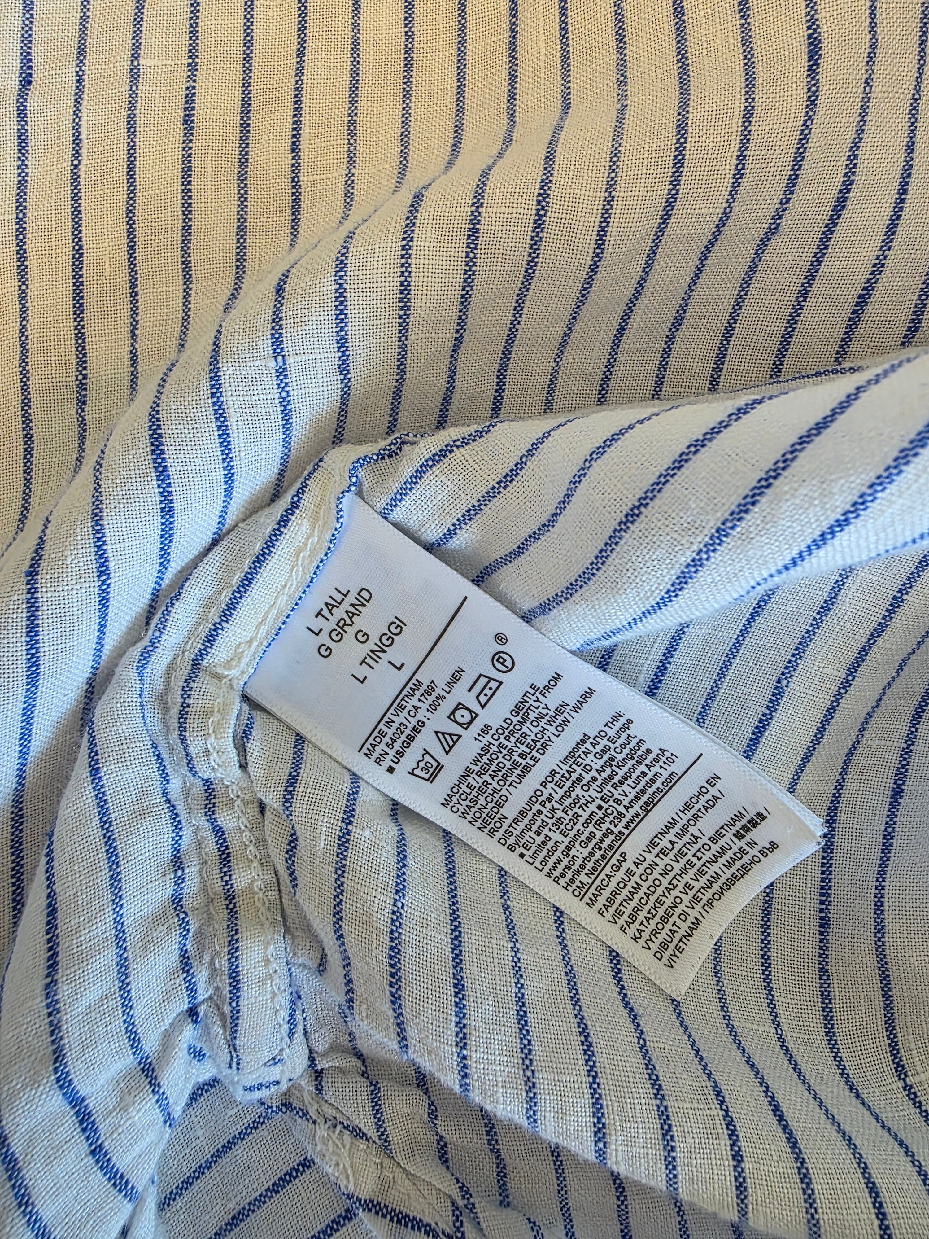 Gap Striped Linen Button Up (L tall)