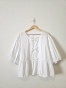 Gap Puff Sleeve Tie Front Top (XXL)