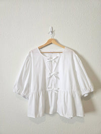 Gap Puff Sleeve Tie Front Top (XXL)