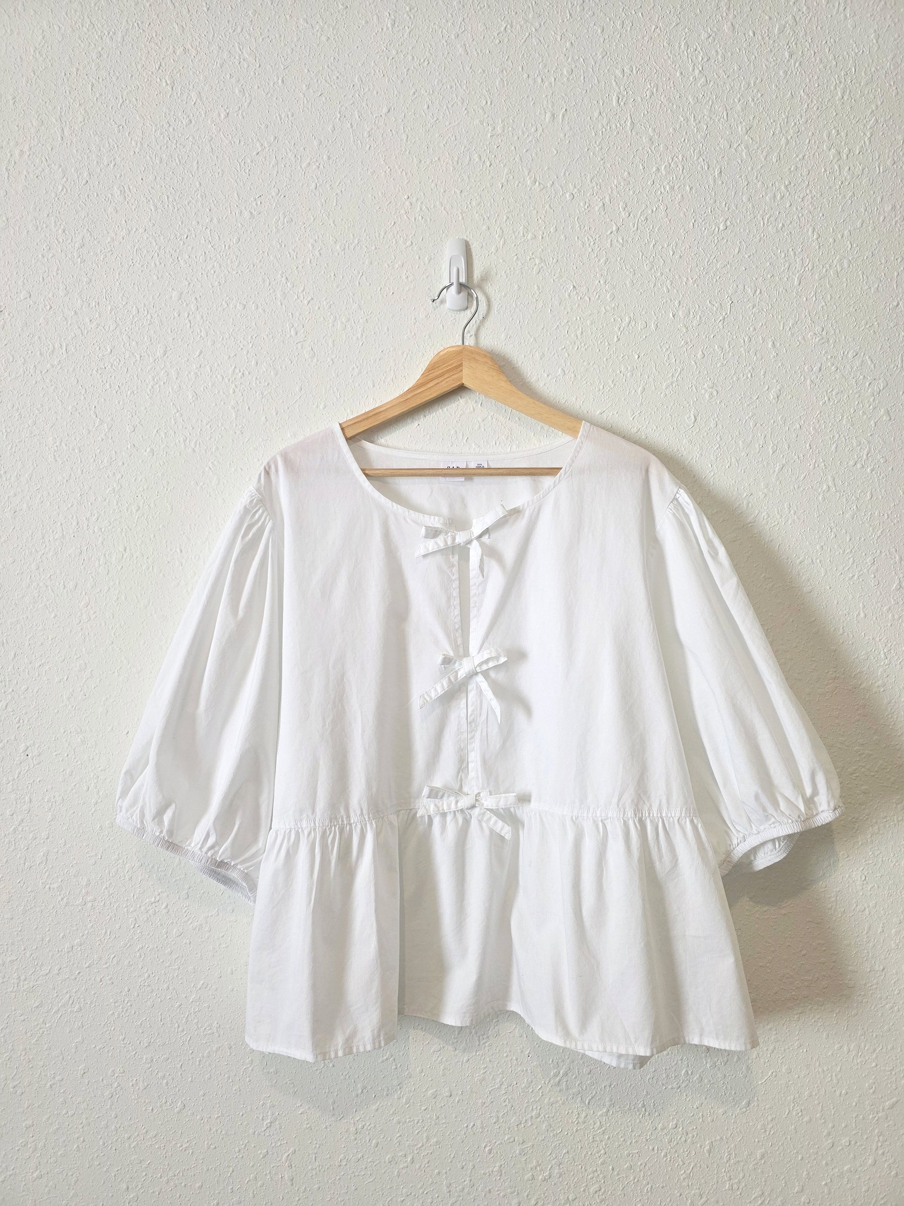 Gap Puff Sleeve Tie Front Top (XXL)