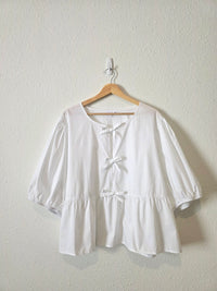 Gap Puff Sleeve Tie Front Top (XXL)