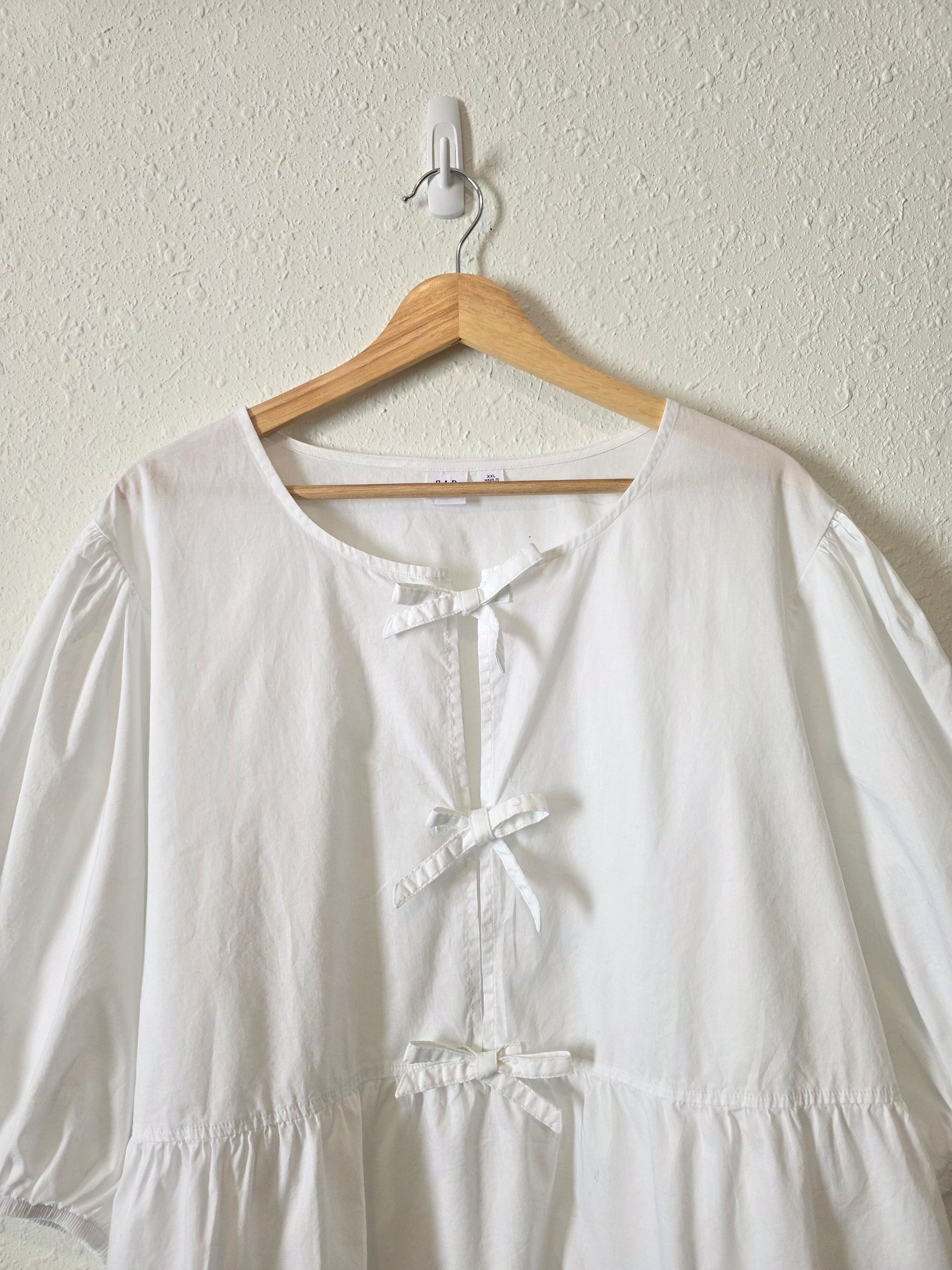 Gap Puff Sleeve Tie Front Top (XXL)