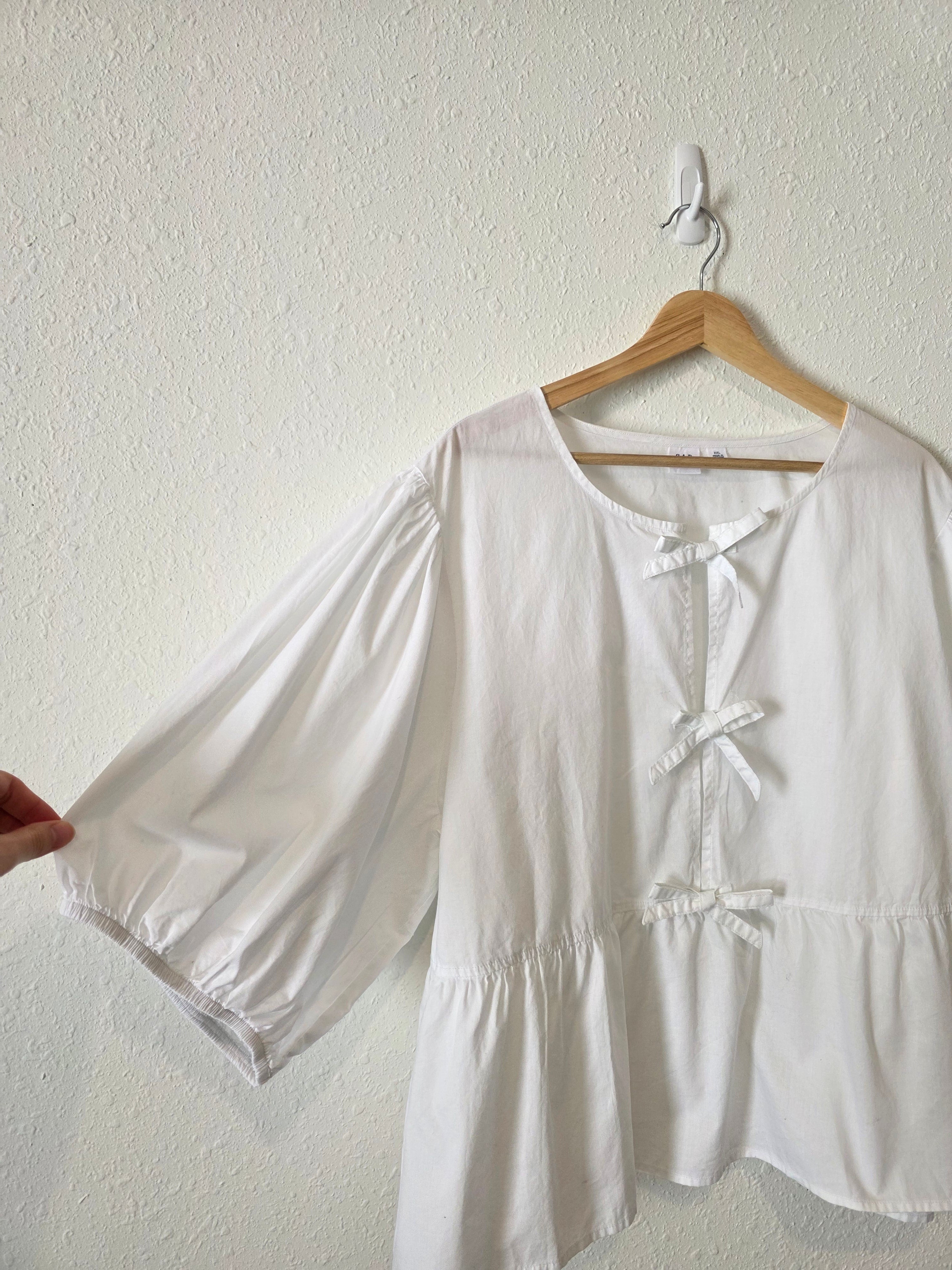 Gap Puff Sleeve Tie Front Top (XXL)