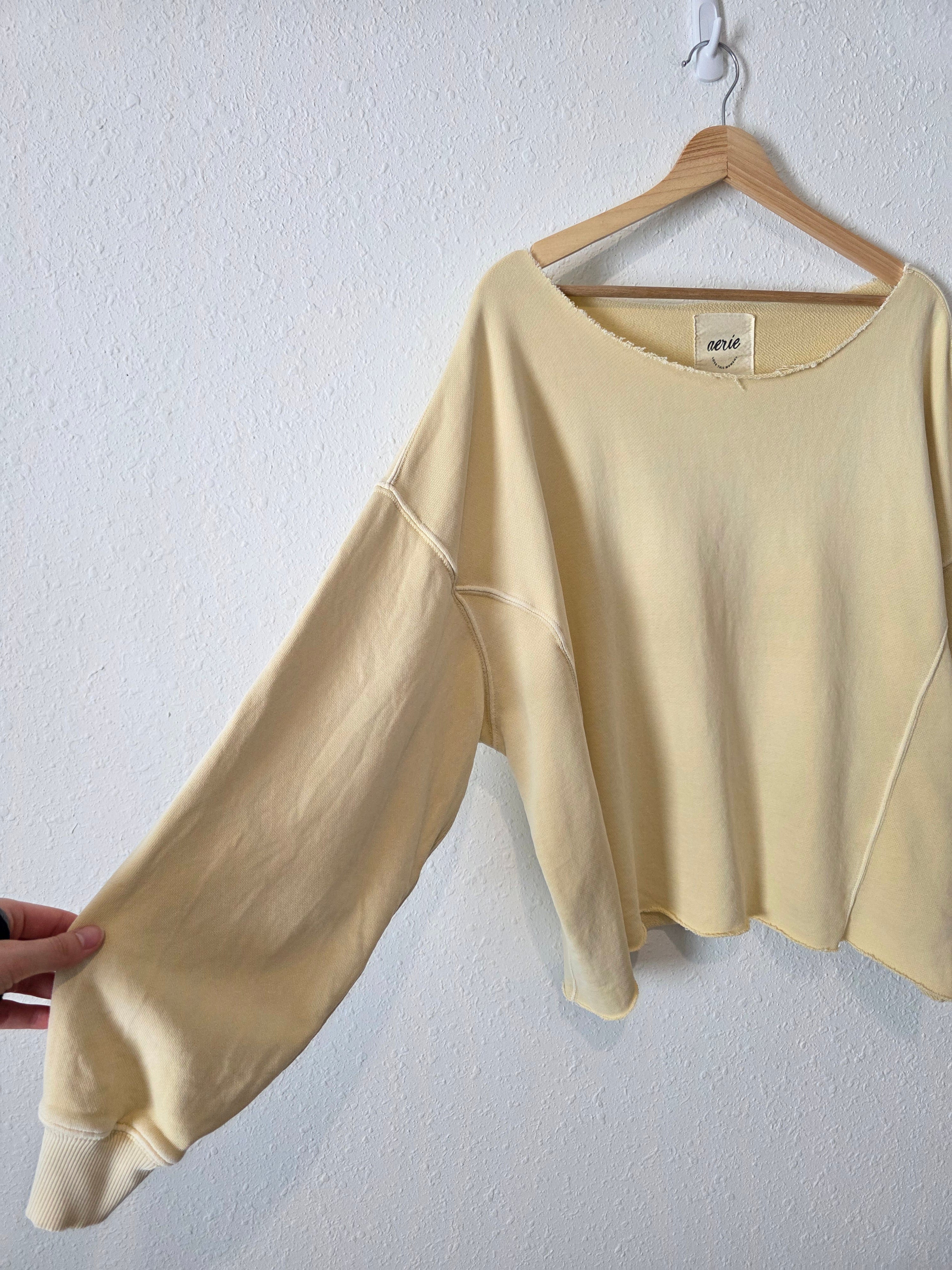 Aerie Butter Yellow Oversized Sweatshirt (S)