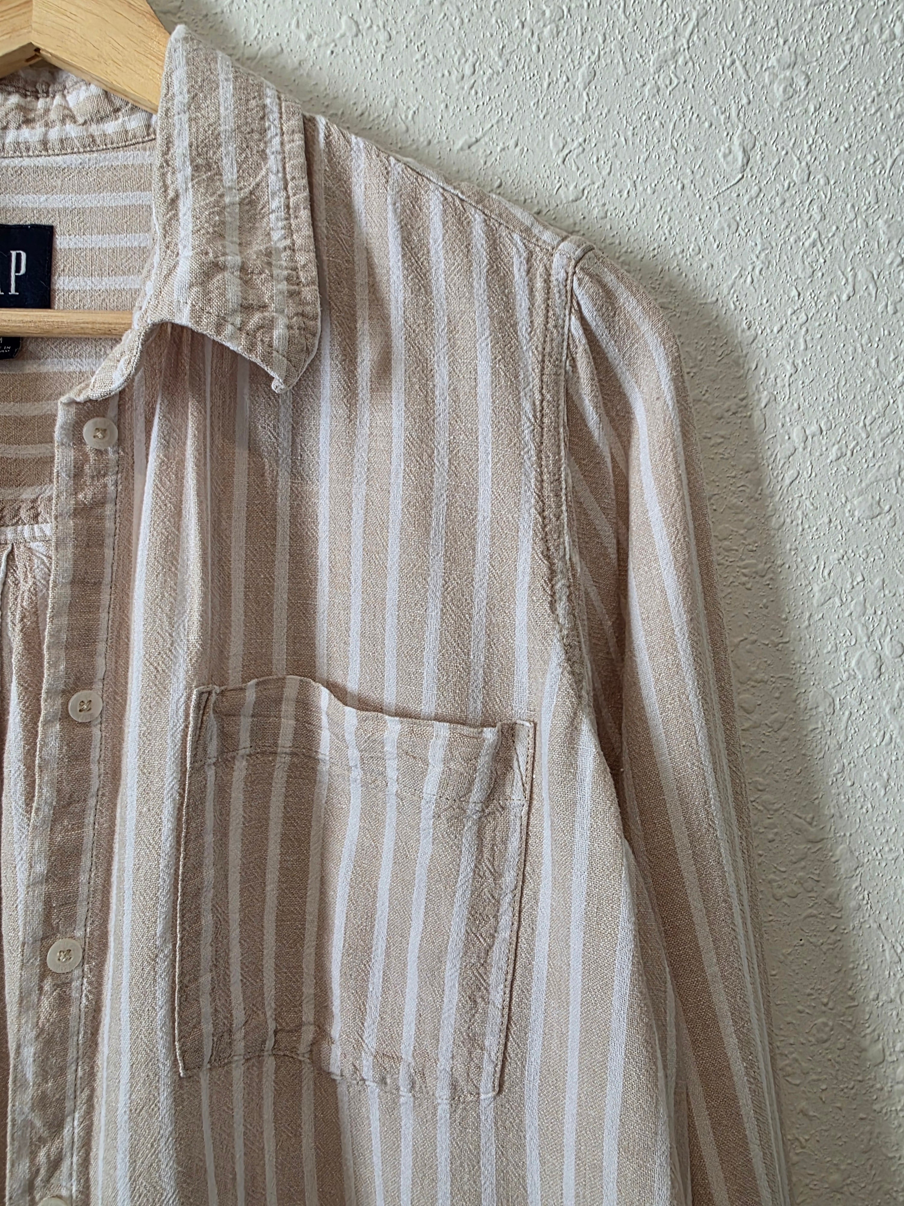 Gap Striped Linen Blend Button Up (M)