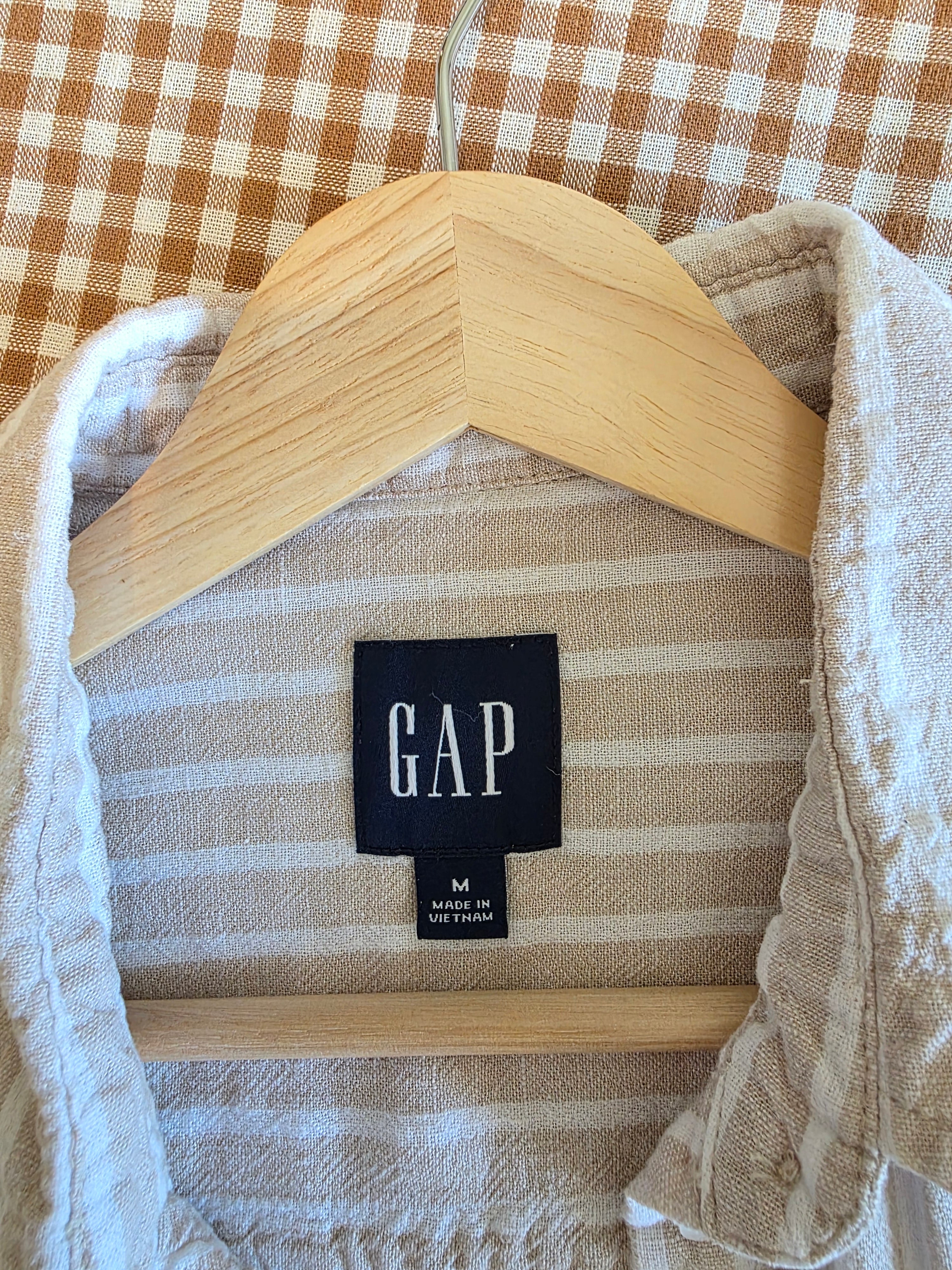 Gap Striped Linen Blend Button Up (M)