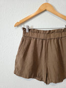 Brown Linen Pull On Shorts (S)